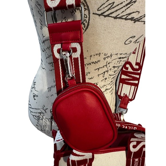 Steve Madden Tiktok Satchel Bwebber Creme Red Canvas Bag Tiktok Viral Purse NWT - Picture 7 of 16